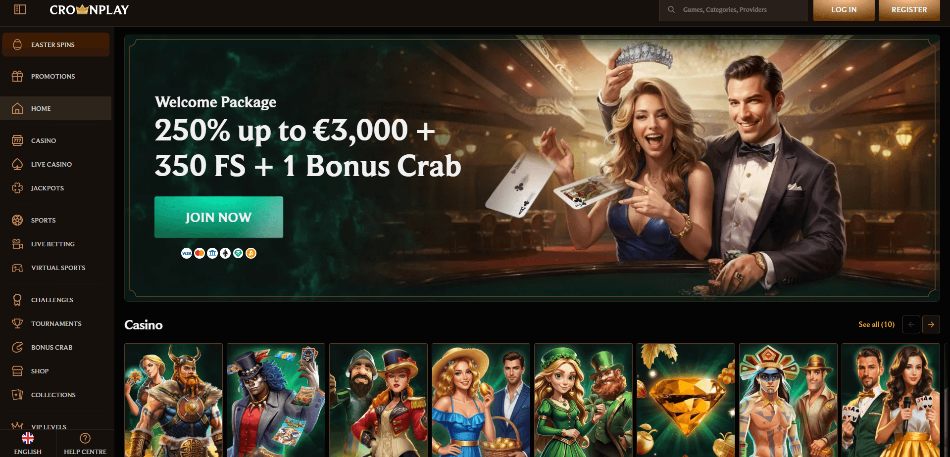 CrownPlay Casino main page